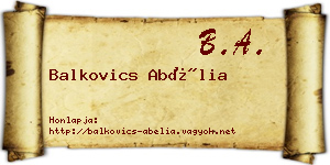 Balkovics Abélia névjegykártya